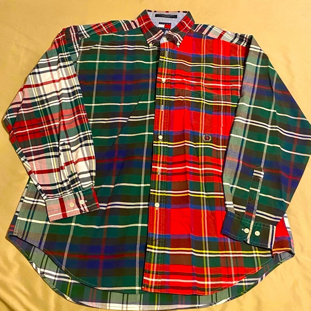 Tommy Hilfiger Long Sleeved Plaid Dress Shirt Large